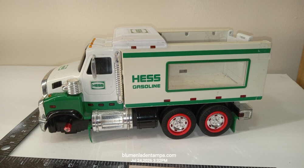 2008 Hess Toy Truck and Front Loader - White/Green Gasoline Dump Truck Only